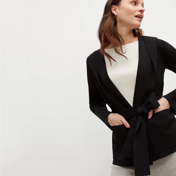 MM Lafleur Colette Jardigan Black Cardigan Tie Waist Hooded. excellent condition - Picture 4 of 15